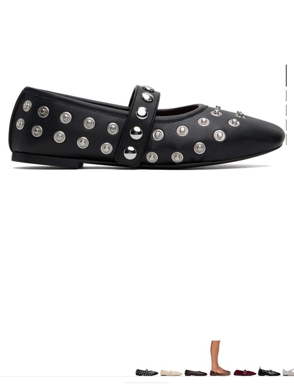 Stella McCartney Black Ryder Popper-Studded Mary Jane Ballerina Flats